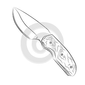 simple vector sketch hunting knife single one line art, continuous