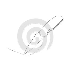 simple vector sketch hunting knife single one line art, continuous