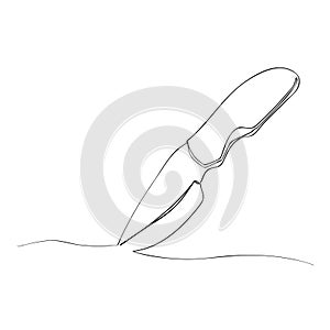 simple vector sketch hunting knife single one line art, continuous