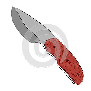 simple vector sketch hunting knife single one line art, continuous