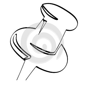 simple vector sketch push pin single one line art, continuous