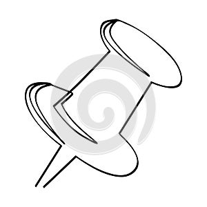 simple vector sketch push pin single one line art, continuous