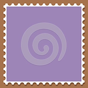 Simple vector square brown and purple postage stamp template