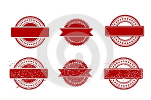 Simple Vector 6 Style Red Blank Circle Rubber Stamp Effect, isolated on white