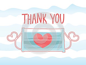 Simple vector Thank You appreciation card to the healthcare workers, nurses, doctors, hospital workers.