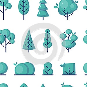 Simple vector tree icons in flat style