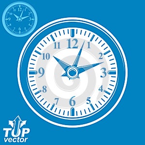 Simple vector wall clock with stylized white clockwise, invert v photo