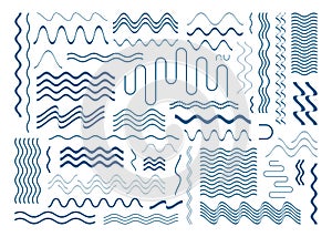 Simple vector wavy line design elements set