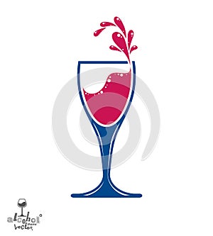 Simple vector wine goblet with splash, alcohol idea illustration