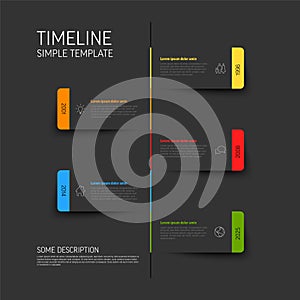 Simple vertical infographic timeline template made from dark gray paper stripes