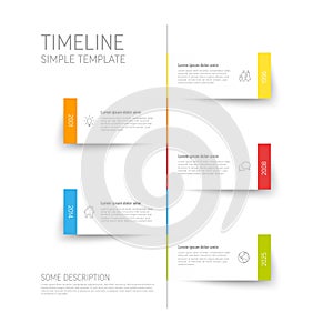 Simple vertical infographic timeline template made from white paper stripes