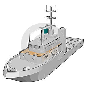 Simple vetor illustration of a white navy battle ship