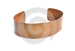 Simple vintage copper bracelet. Isolated on white background