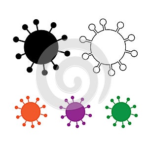 Simple virus icon in different colors. Painted and oultined