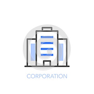 Simple visualised corporation symbol with a corporate headquarters