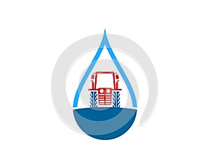 Simple water drop with farm tractor inside