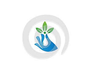 Simple Water drop and finger natural logo design.