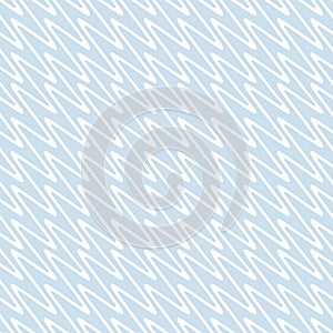 Simple wavy zigzag lines seamless pattern. Vector texture, light blue and white
