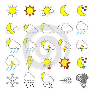 Simple weather icon set collection with no border and background