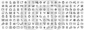 Simple web icons set. Web development icons in line style. Web icon set. Web design icons. Vector line icons set. Ui design