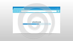 Simple website browser with loading progress page concept. Internet and online surfing things. Vector illustration