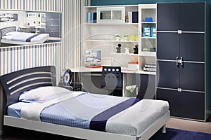 Simple white-blue children room