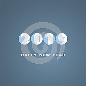 Simple White and Blue New Year Card, Cover or Background Design Template - 2019