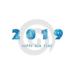 Simple White and Blue New Year Card, Cover or Background Design Template - 2019