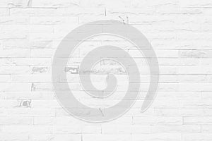 Simple white brick wall with light gray shades seamless pattern surface texture background in banner wide panorama.