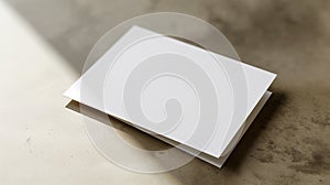 Simple white card on textured surface