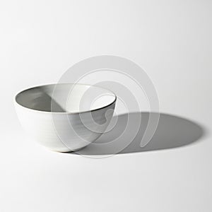 A simple white ceramic bowl is centered against a plain white background. The bowl