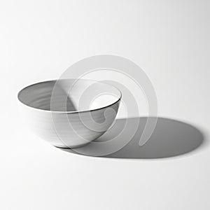 A simple, white ceramic bowl is placed against a plain white background. The bowl