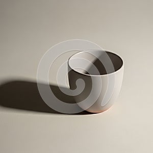 A simple, white ceramic cup with