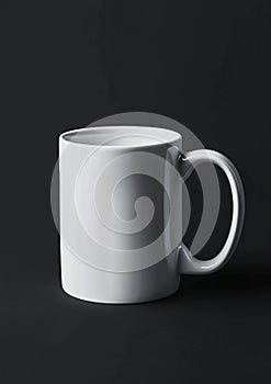 Simple White Ceramic Mug on a Dark Background in a Studio Setting