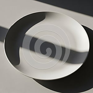 Simple white ceramic plate casting a