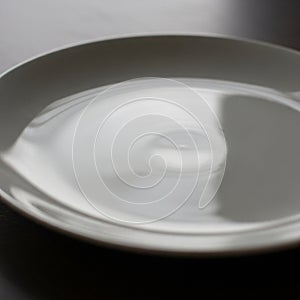 A simple white ceramic plate on