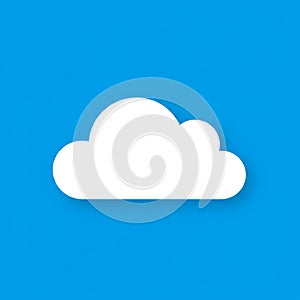 A simple white cloud icon, with a rounded shape, is centered against a solid blue