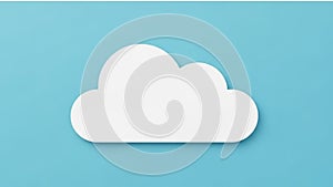 A simple white cloud shape is set against a plain light blue background