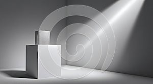 Simple white cube display with spotlight