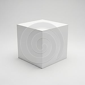 Simple White Cube on a Light Gray Background geometric shape solid