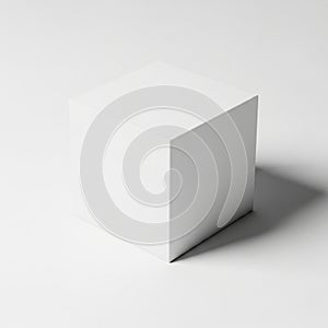 Simple White Cube Object on a White Background with Soft Shadow geometric shape