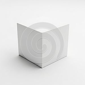 Simple White Cube Object with Sharp Edges on a White Background geometric shape