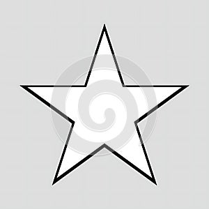A simple white five pointed star shape centered on a plain gray background