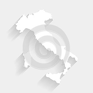 Simple white Italy map on gray background, vector