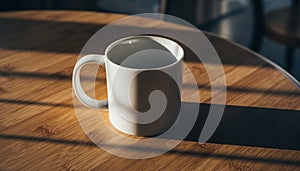 Simple White Mug on Wooden Table