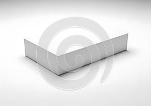 A simple white rectangular box casting a subtle shadow on a plain background
