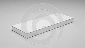 Simple white rectangular box with a lid on a plain light gray background package container
