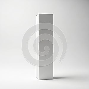 A simple white rectangular box standing alone on a plain white background