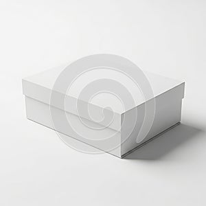 A simple white rectangular box on a white surface