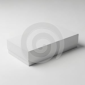 Simple White Rectangular Gift Box with Lid on White Background present packaging